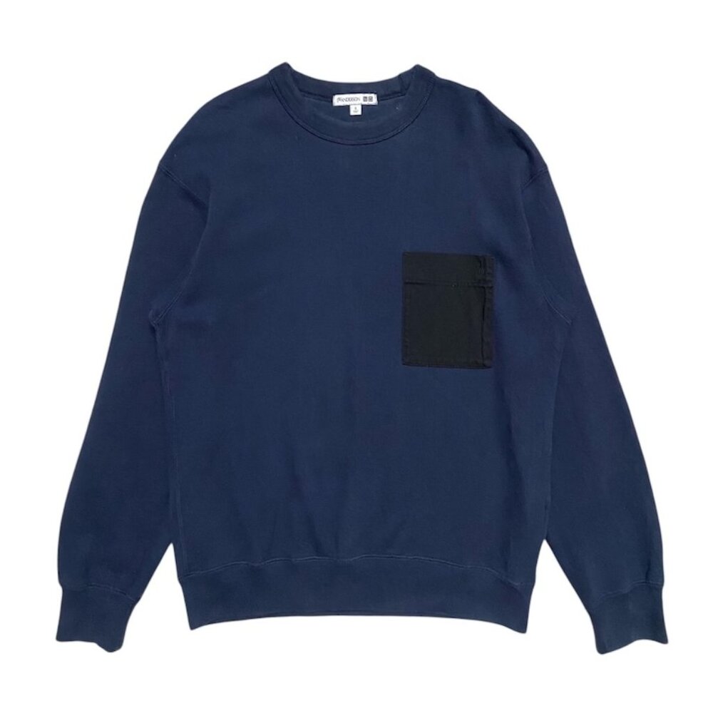 JW Anderson x UNIQLO Navy Blue Crewneck Sweatshirt Contrast Chest Pocket Women S